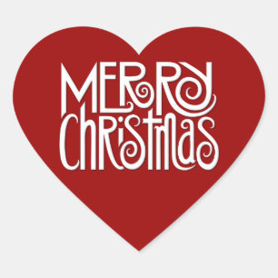 Merry Christmas white Heart Sticker