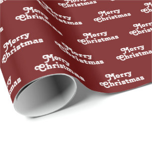 "Merry Christmas" - white letters, burgundy, wine Wrapping Paper