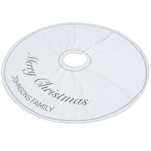 Merry Christmas White Minimalist Modern Fleece Tree Skirt