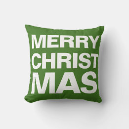 MERRY CHRISTMAS - white on red and white on green Cushion
