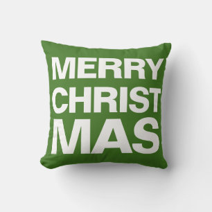 MERRY CHRISTMAS - white on red and white on green Cushion