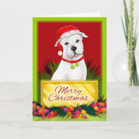 Merry Christmas White Pitbull Christmas Card