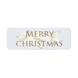 Merry Christmas White Poinsettia Envelope Sticker