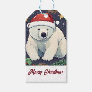 Merry Christmas White Polar Bear Gift Tags