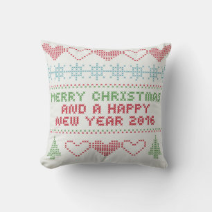 Merry Christmas White Red Green design Cushion