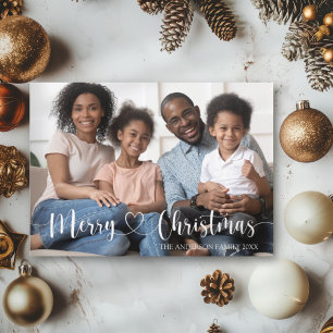 Merry Christmas White Script Full Photo Postcard