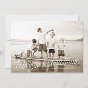 Merry Christmas White Script Overlay Holiday Card