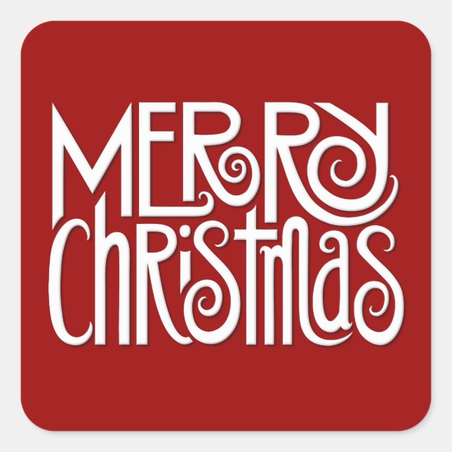 Merry Christmas white Square Sticker (Front)