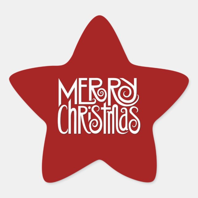 Merry Christmas white Star Sticker (Front)