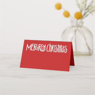 Merry Christmas white Text Folded Place Card