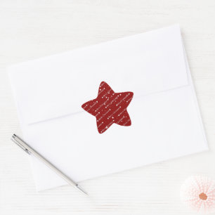 Merry Christmas white text on red Star Sticker