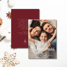Merry Christmas White Text Overlay Photo Elegant