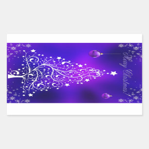 Merry christmas white tree rectangular sticker