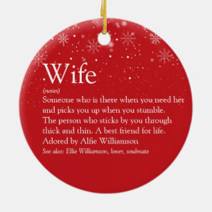 Merry Christmas Wife Definition Snowflakes Ceramic Tree Decoration