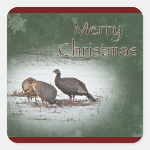 Merry Christmas Wild Turkey Square Sticker