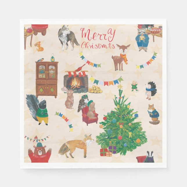 Merry Christmas Wildlife Fun  Napkin (Front)