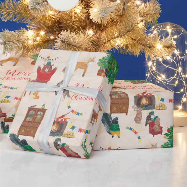 Merry Christmas Wildlife Fun Wrapping Paper (Holidays)