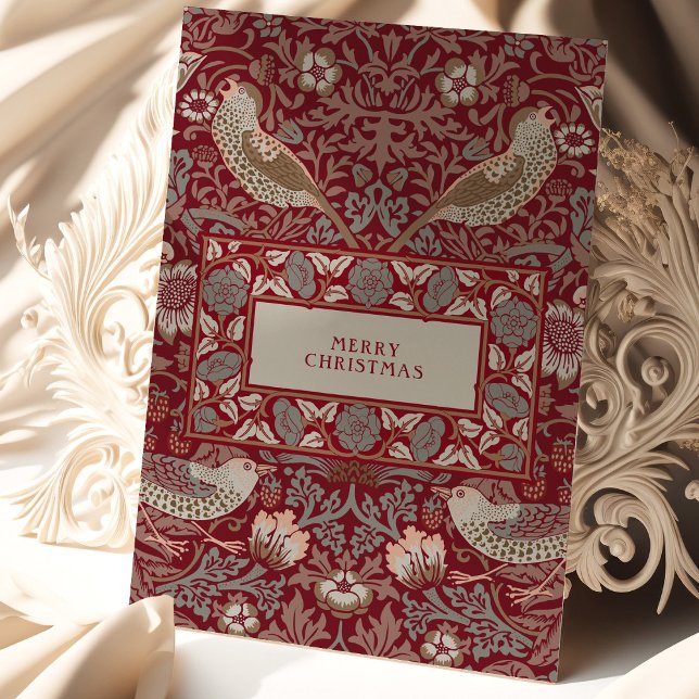 Merry Christmas William Morris Strawberry Thief Card (Creator Uploaded)