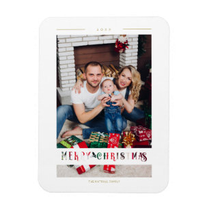 Merry Christmas Wimshical Calligraphy Cut Paper Magnet