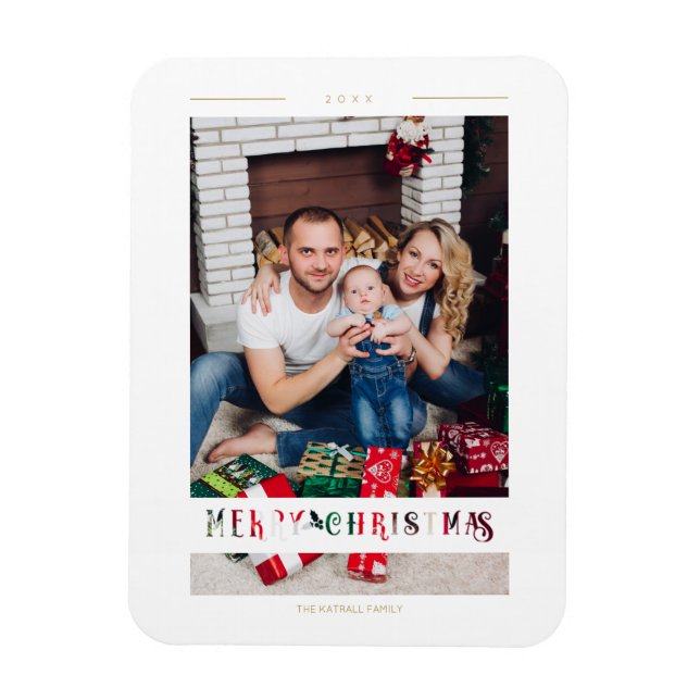 Merry Christmas Wimshical Calligraphy Cut Paper Magnet (Vertical)