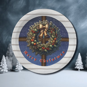 Merry Christmas Window Wreath Paper Plate