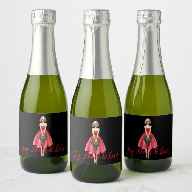 Merry Christmas wine and Sparkling Wine label (Bottles)