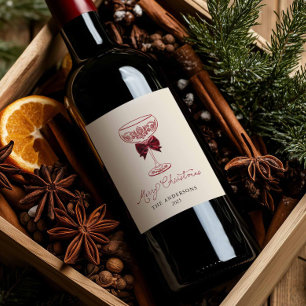 Merry Christmas Wine Bottle Gift Label