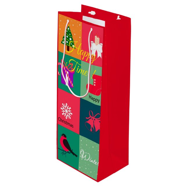 Merry Christmas Wine Gift Bag (Front Angled)