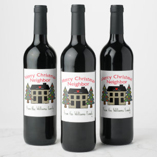 Merry Christmas Wine Label