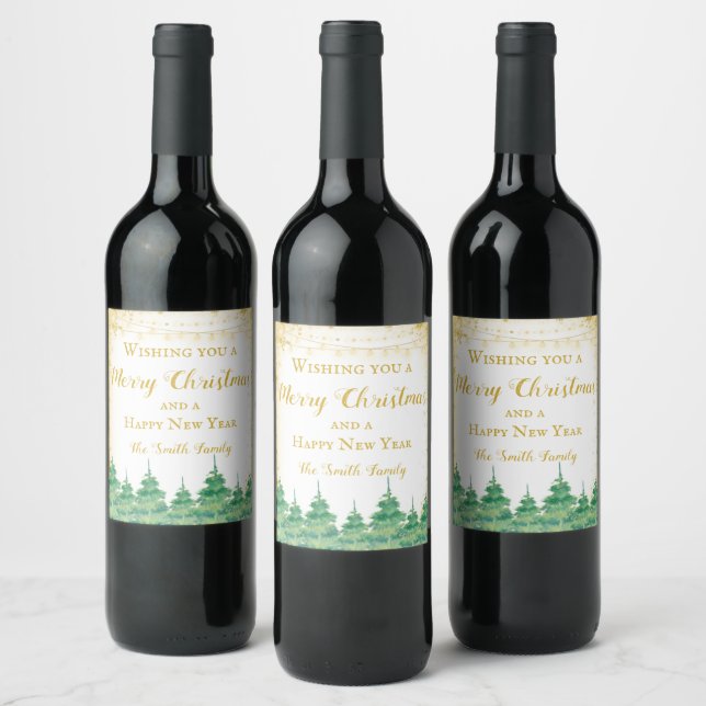 Merry Christmas Wine Labels, Holiday Wine Labels (Bottles)