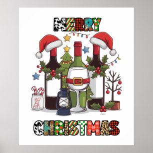 Merry Christmas wine party Poster