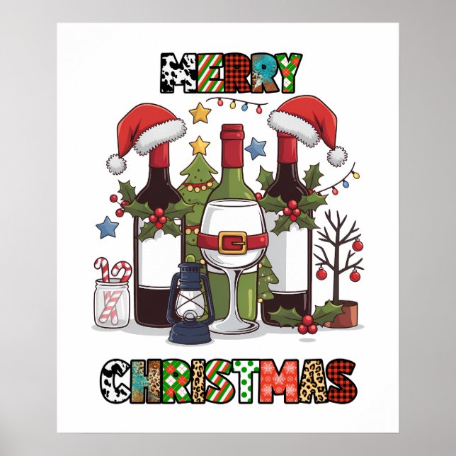 Merry Christmas wine party Poster (Front)