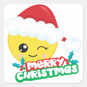 Merry Christmas Winking Emoji Stickers