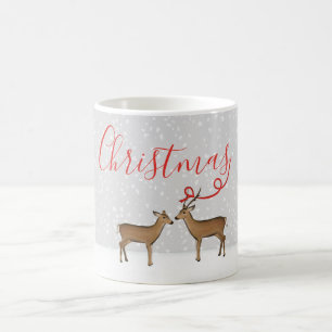 Merry Christmas Winter Deer with Ribbon Coffee Mug