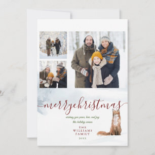 Merry Christmas Winter Fox 3 Photo Collage Holiday Card