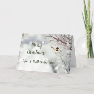Merry Christmas Winter Frost Bird Sister & Brother Holiday Card