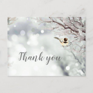 Merry Christmas Winter Frost Bird Thanks Holiday Postcard