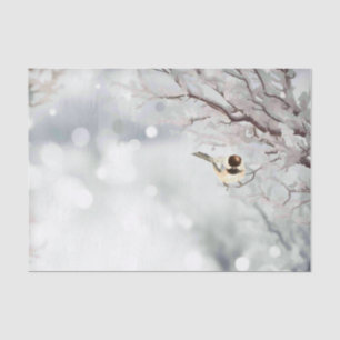 Merry Christmas Winter Frost Bird Traditional Tissue Paper
