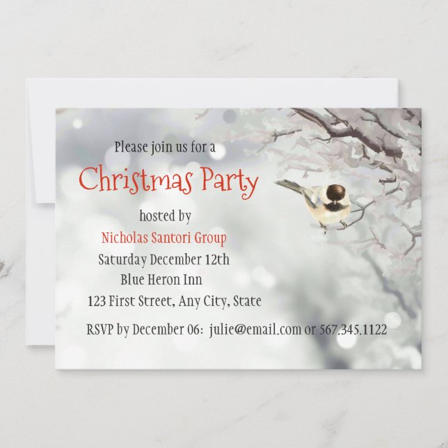 Merry Christmas Winter Frosty Trees Bird Invitation (Front)