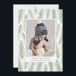 Merry Christmas. Winter green pines pattern photo Holiday Card<br><div class="desc">"Merry Christmas" modern photo card with green pines pattern for winter holiday.</div>