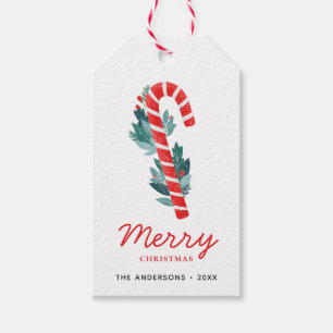 Merry Christmas. Winter holiday red lollipop candy Gift Tags