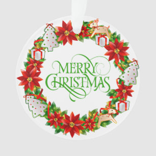 Merry Christmas Winter Holiday Wreath Ornament