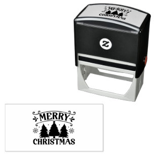 Merry Christmas Winter Holidays Trees Self-inking Stamp