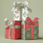 Merry Christmas Winter Holly Greenery Wrapping Paper Sheet<br><div class="desc">This design features a merry Christmas greeting with red and green holly berries,  and greenery,  a watercolor,  winter,  festive pattern,  Christmas wrapping paper,  perfect for holiday gifts and crafting.</div>