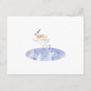 Merry Christmas Winter Ice Skating Goose Postcard