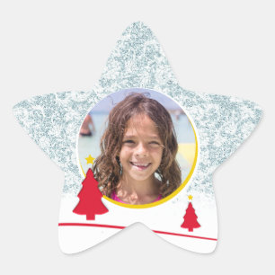 Merry Christmas Winter Illustration Photo Star Sticker