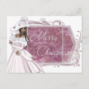 Merry Christmas Winter Lady Designed Postcards