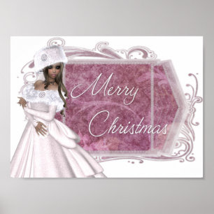 Merry Christmas Winter Lady Designed Print