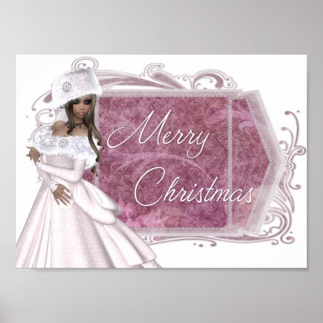 Merry Christmas Winter Lady Designed Print (Front)