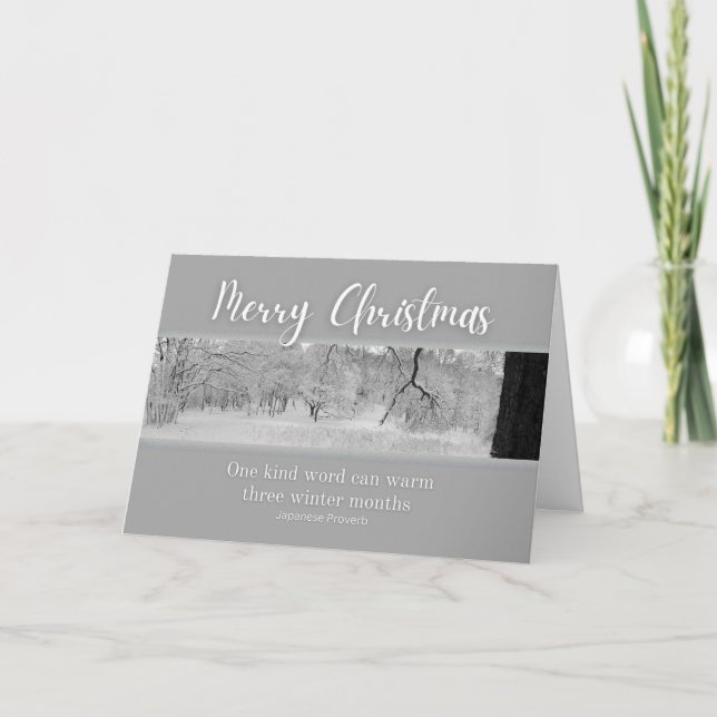 Merry Christmas Winter Landscape with Quote Holiday Card (Front)